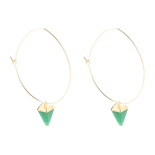 Delphi Green Agate Charm Gold-Plated Brass Earrings Barse Jewelry