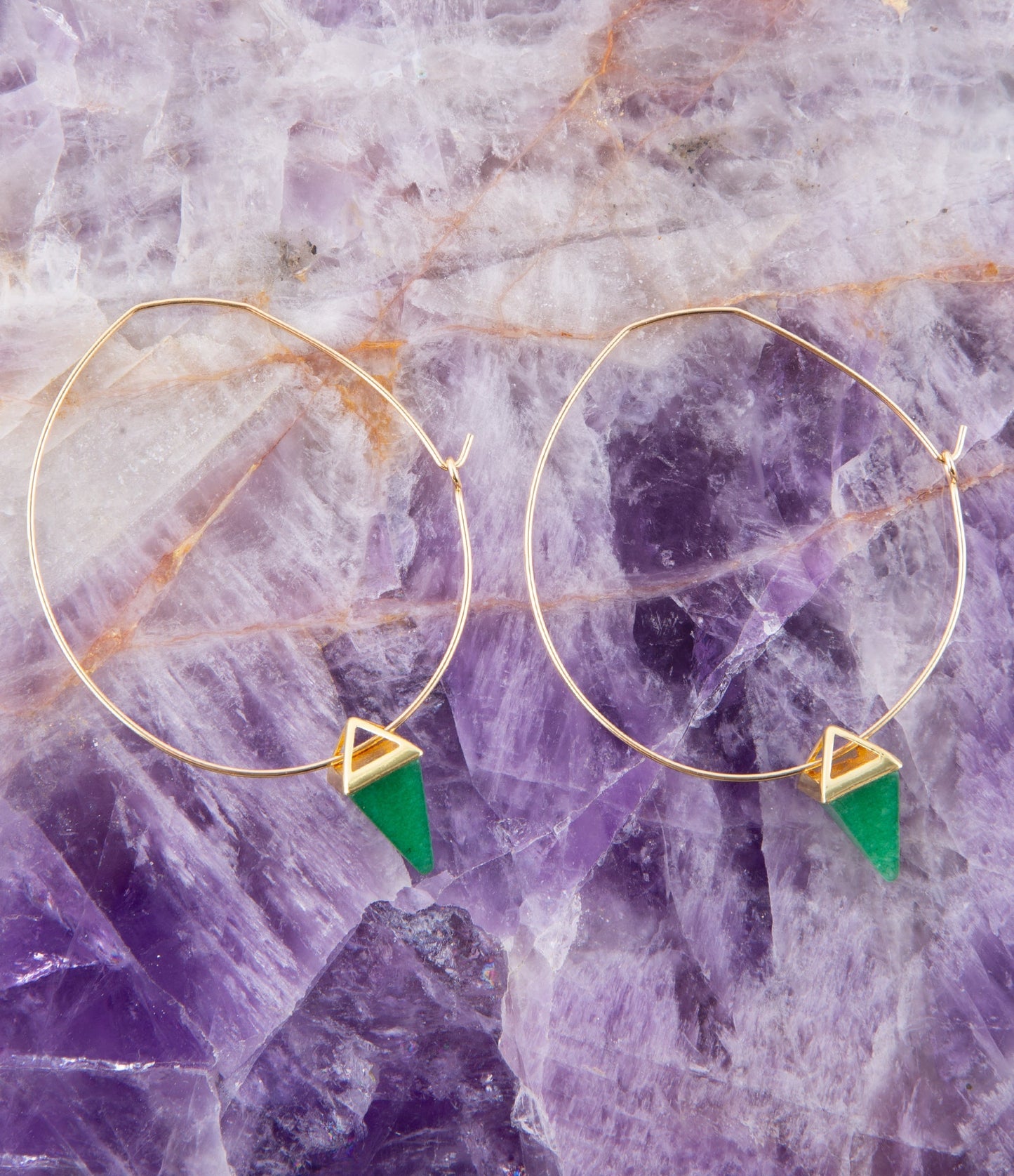 Delphi Green Agate Charm Gold-Plated Brass Earrings Barse Jewelry