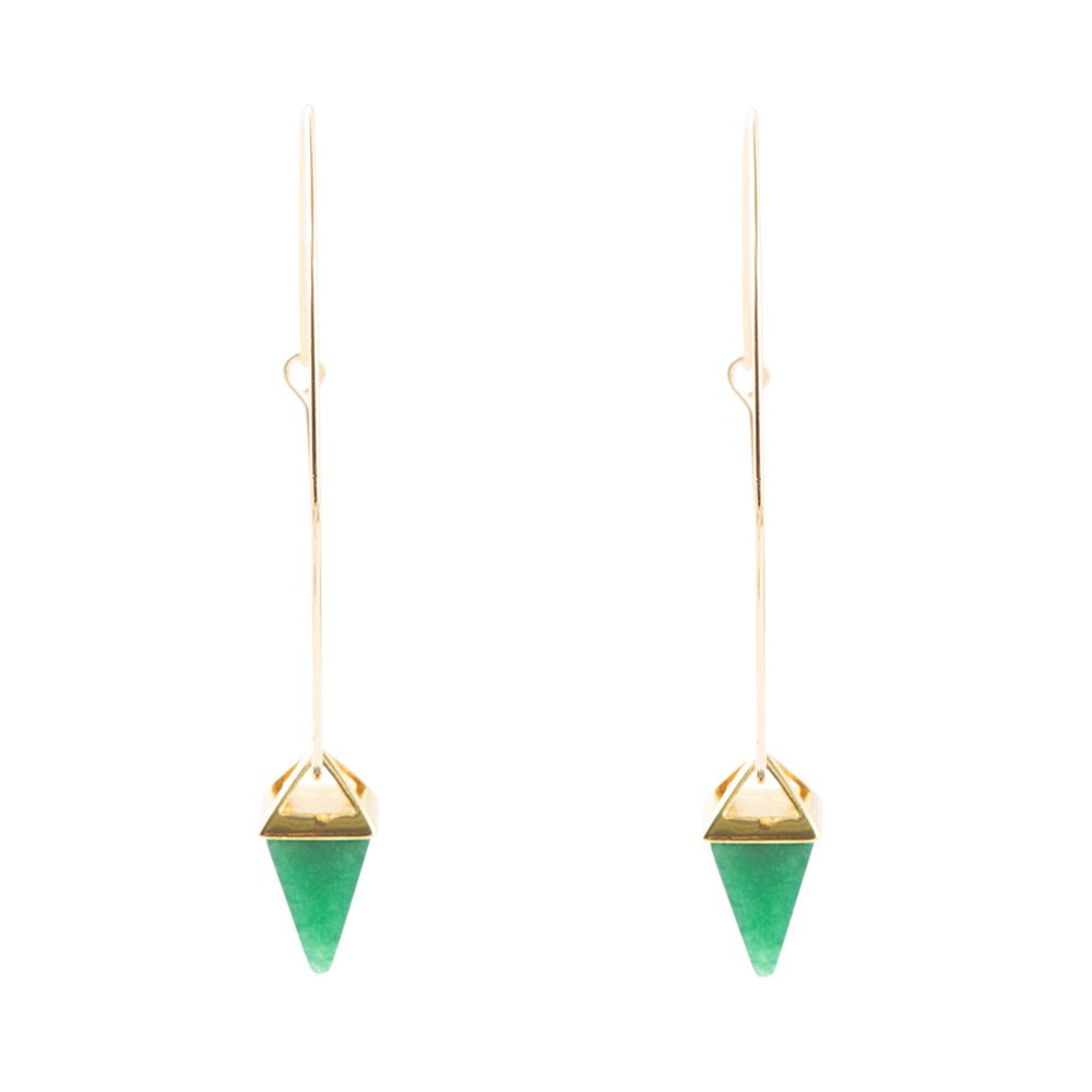 Delphi Green Agate Charm Gold-Plated Brass Earrings Barse Jewelry