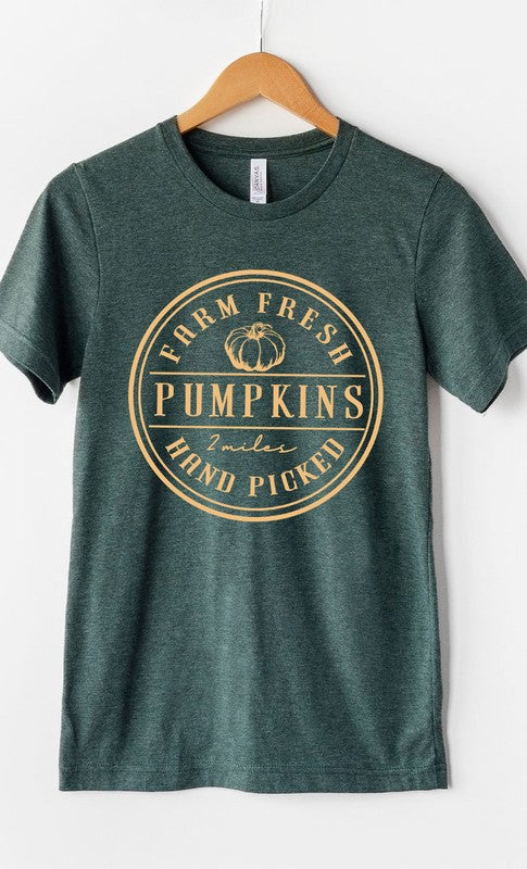 Farm Fresh Pumpkins Circle Graphic Tee Cotton Blend T-Shirt Kissed Apparel