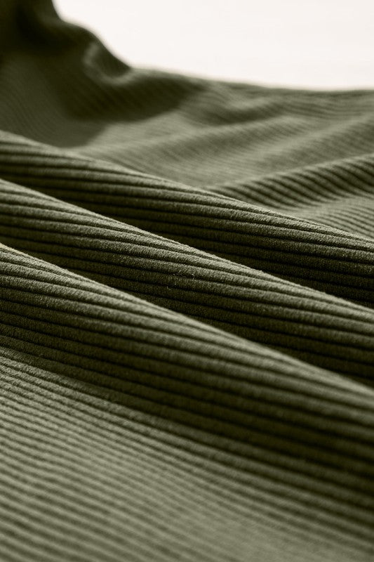 Solid Corduroy Front Pocket Sleeveless Overall Dress