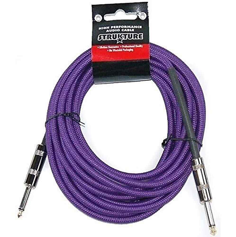 Purple Woven 18.5 FT Instrument Guitar Cable Cord Patch Effect Tip 1/4 Strukture SC186PP