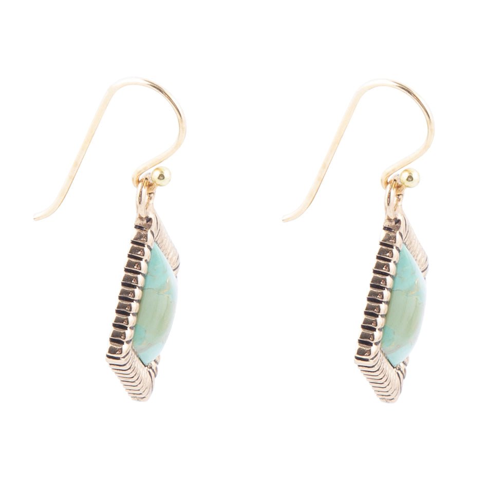 Blue Turquoise Golden Earrings Genuine Diamond Days