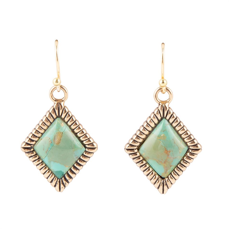 Blue Turquoise Golden Earrings Genuine Diamond Days
