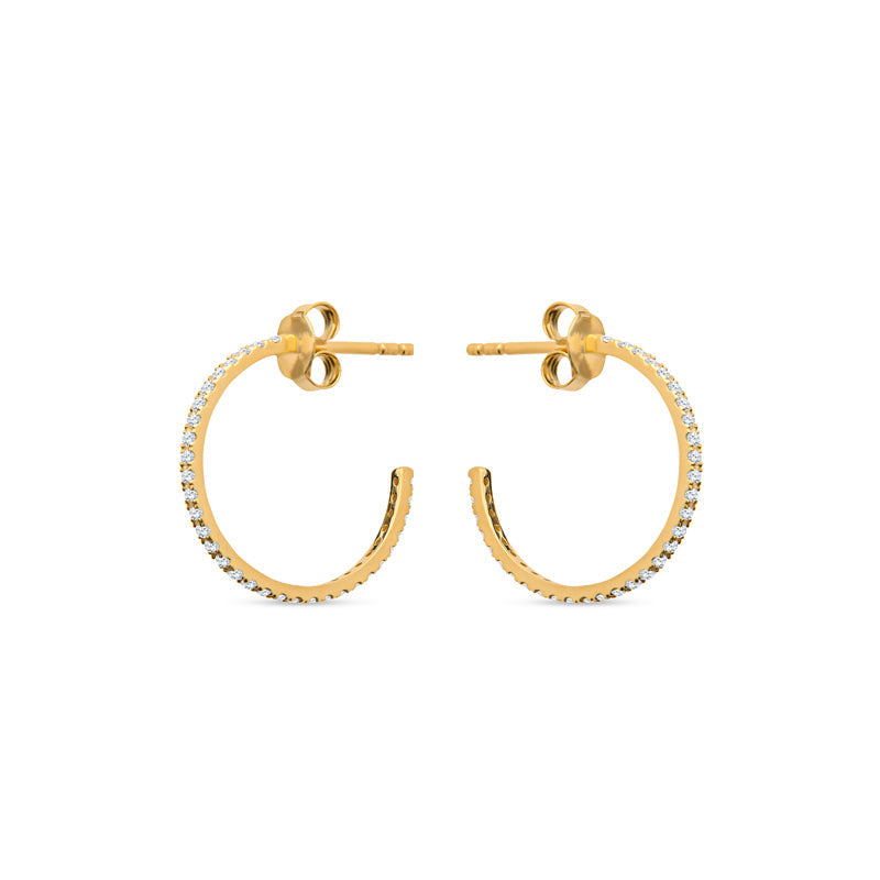 Leiah 14K Gold Hoop Earrings with White Diamonds