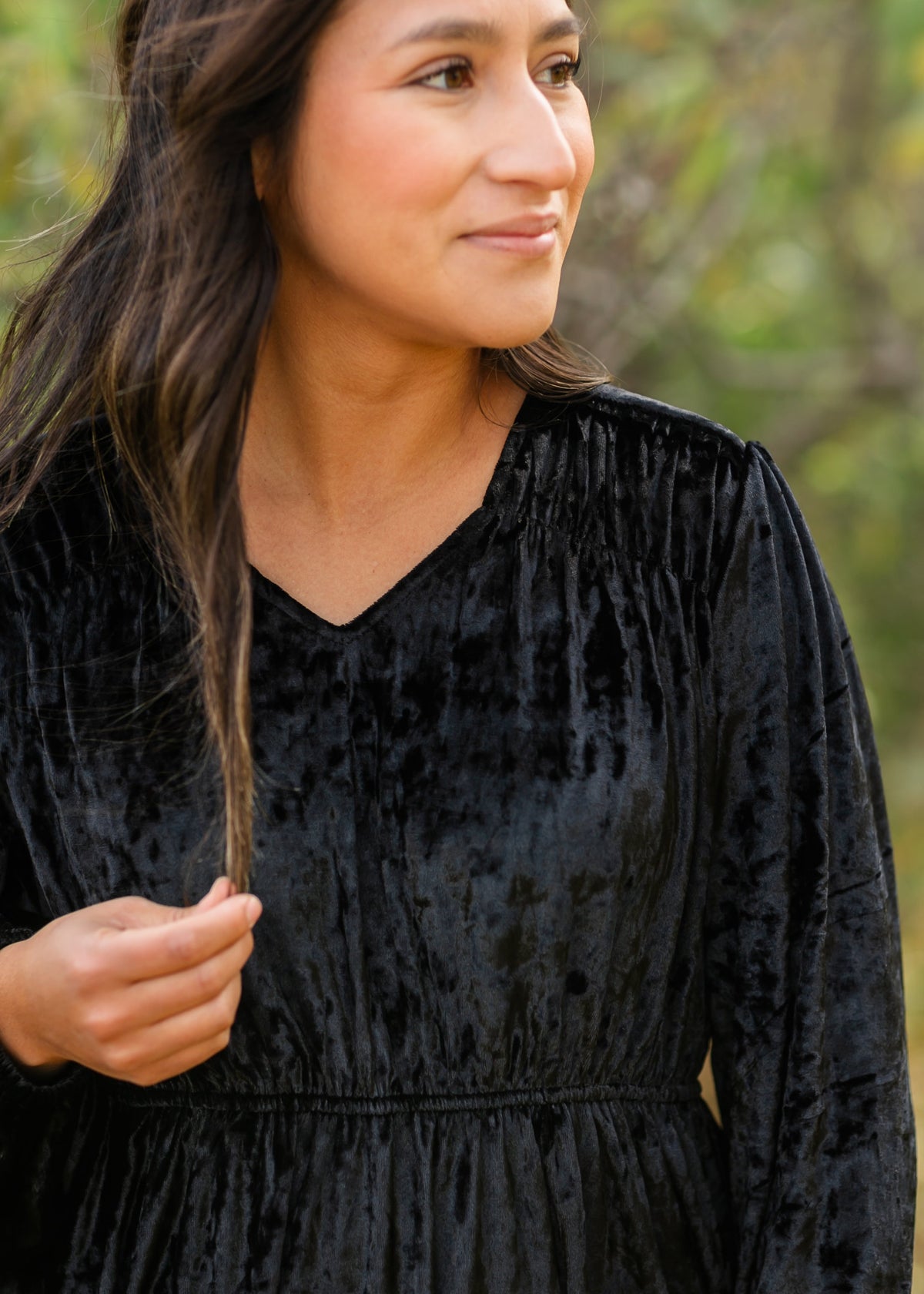 Diana Crushed Velvet Black Midi Dress
