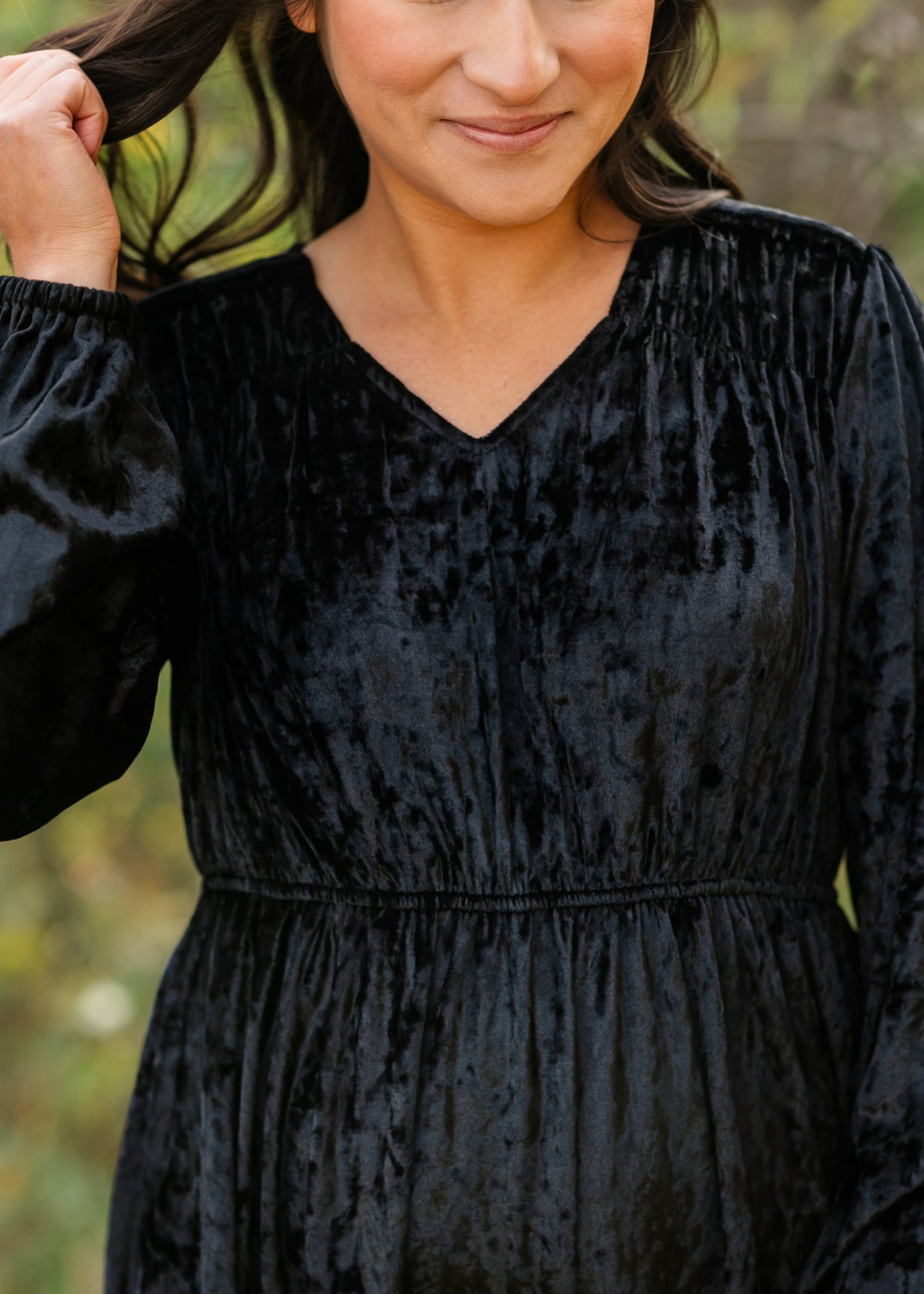 Diana Crushed Velvet Black Midi Dress