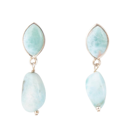 Dolce Blue Larimar Natural Drop Earrings Sterling Silver