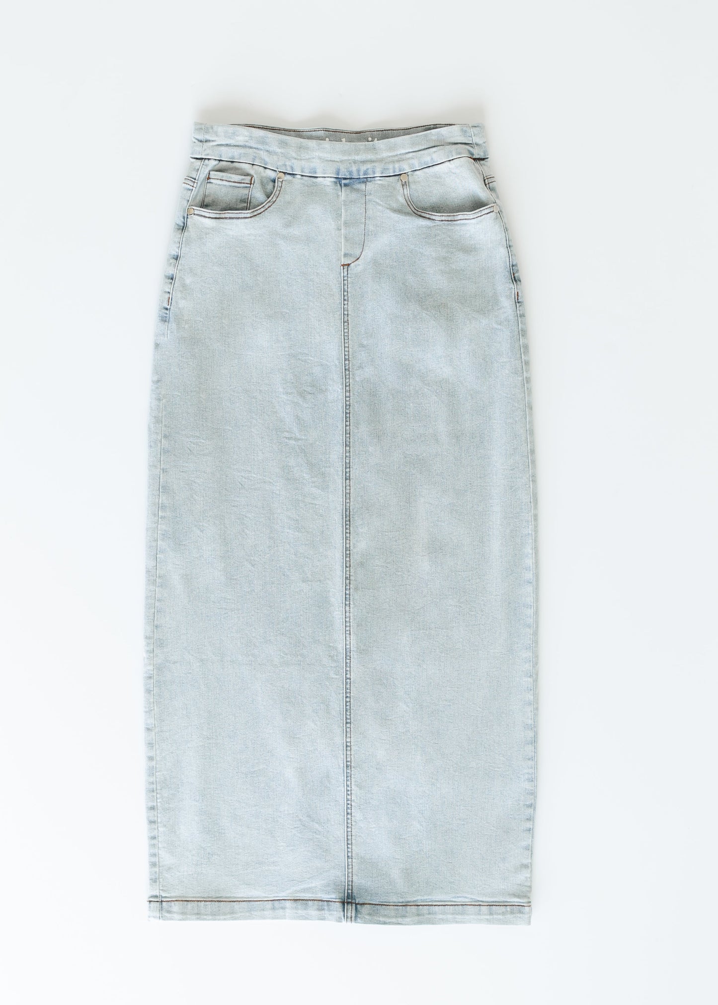 Donna Maxi Light Wash Denim Skirt Inherit Co.