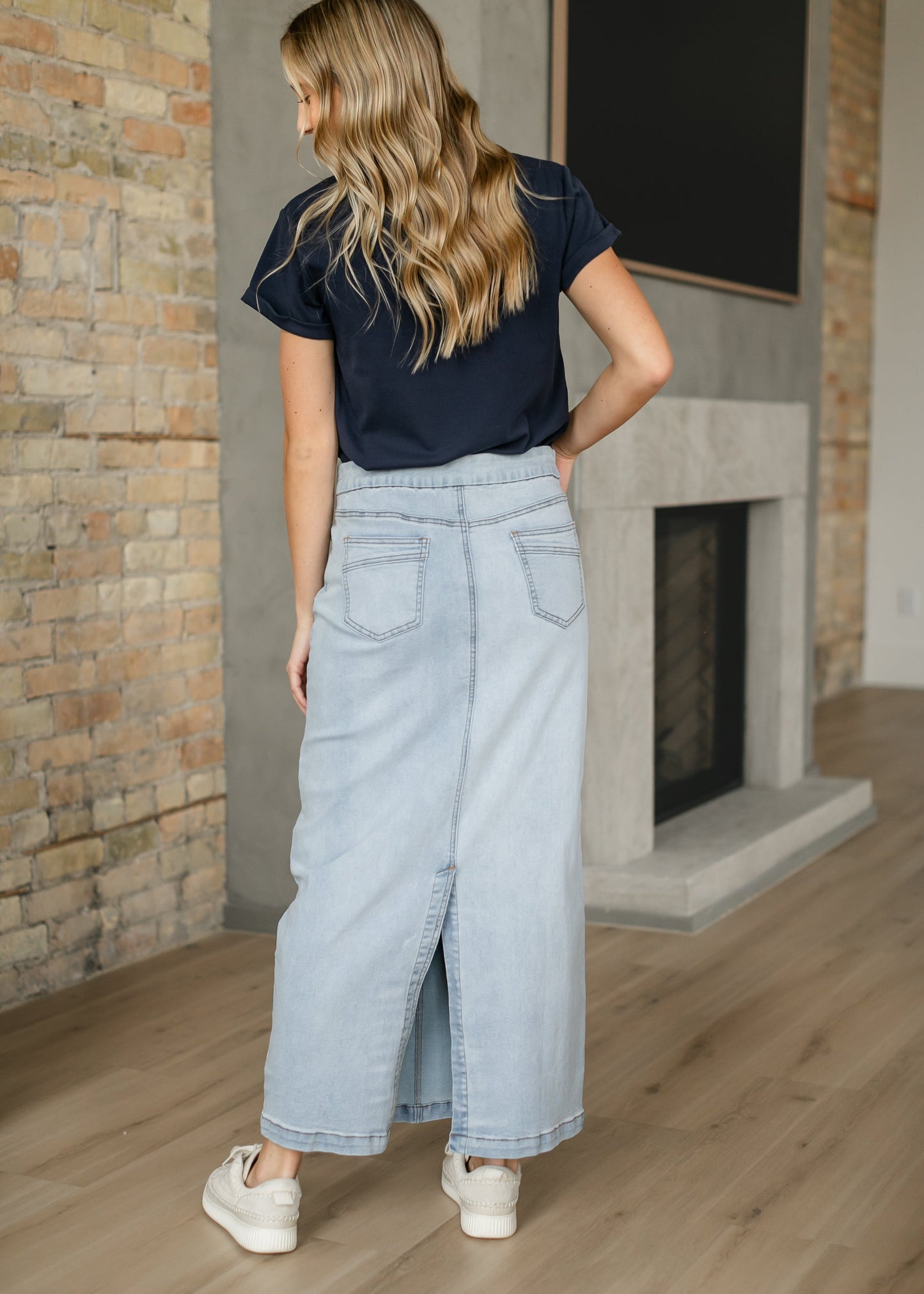 Donna Maxi Light Wash Denim Skirt Inherit Co.