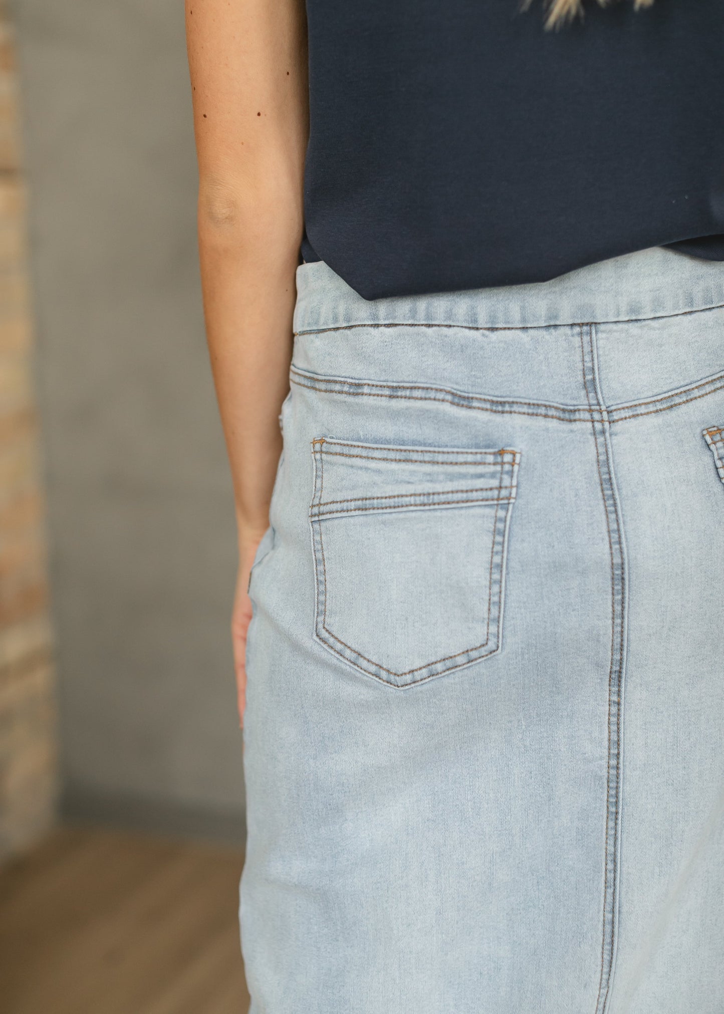 Donna Maxi Light Wash Denim Skirt Inherit Co.