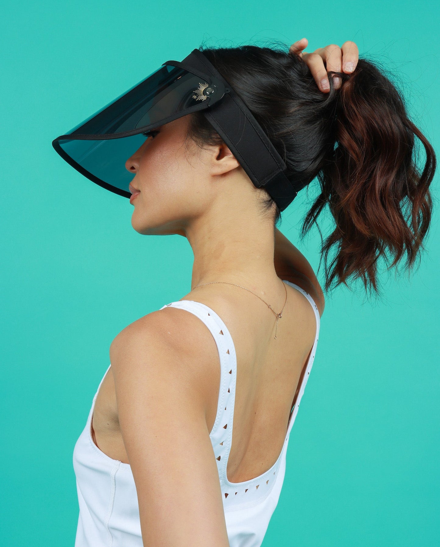 Black Transparent Visor Adjustable Comfort Strap Dorado