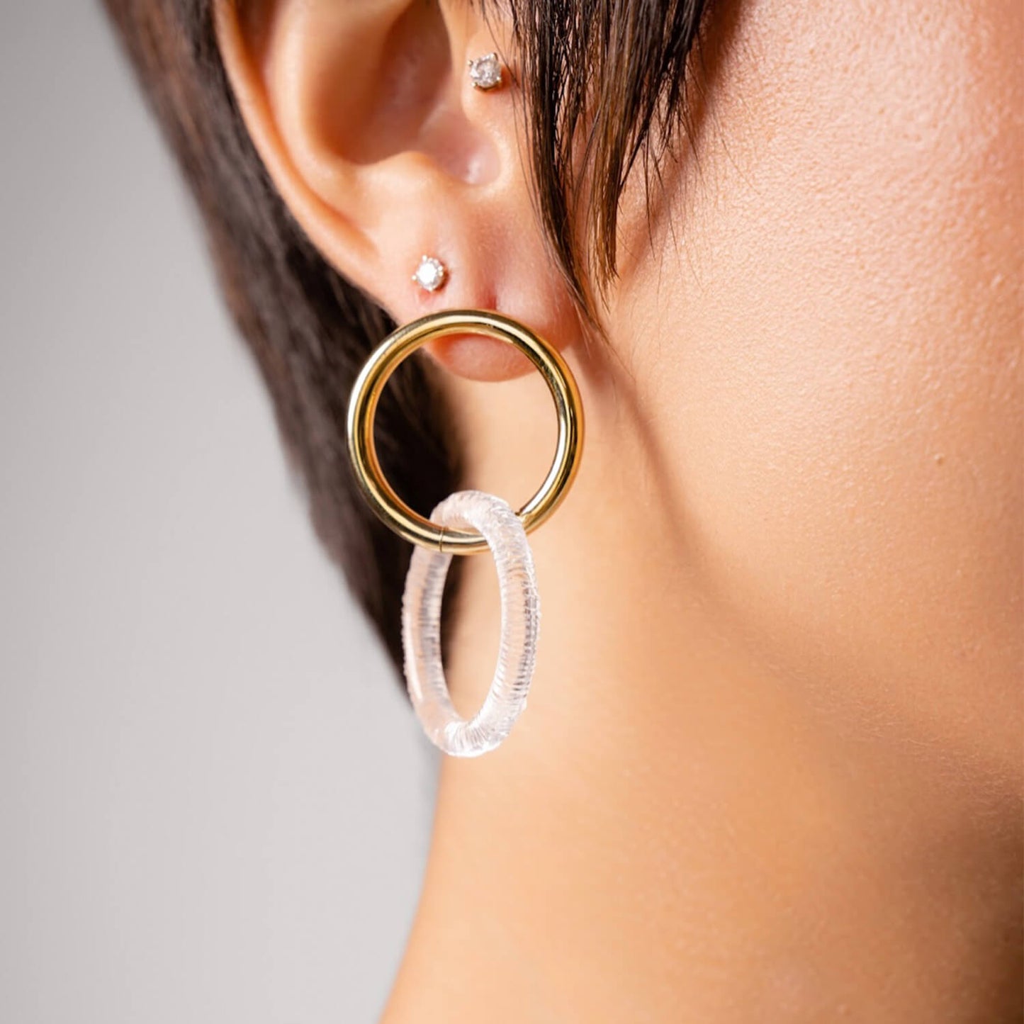 Double Drop Lucite Gold Plated Earrings