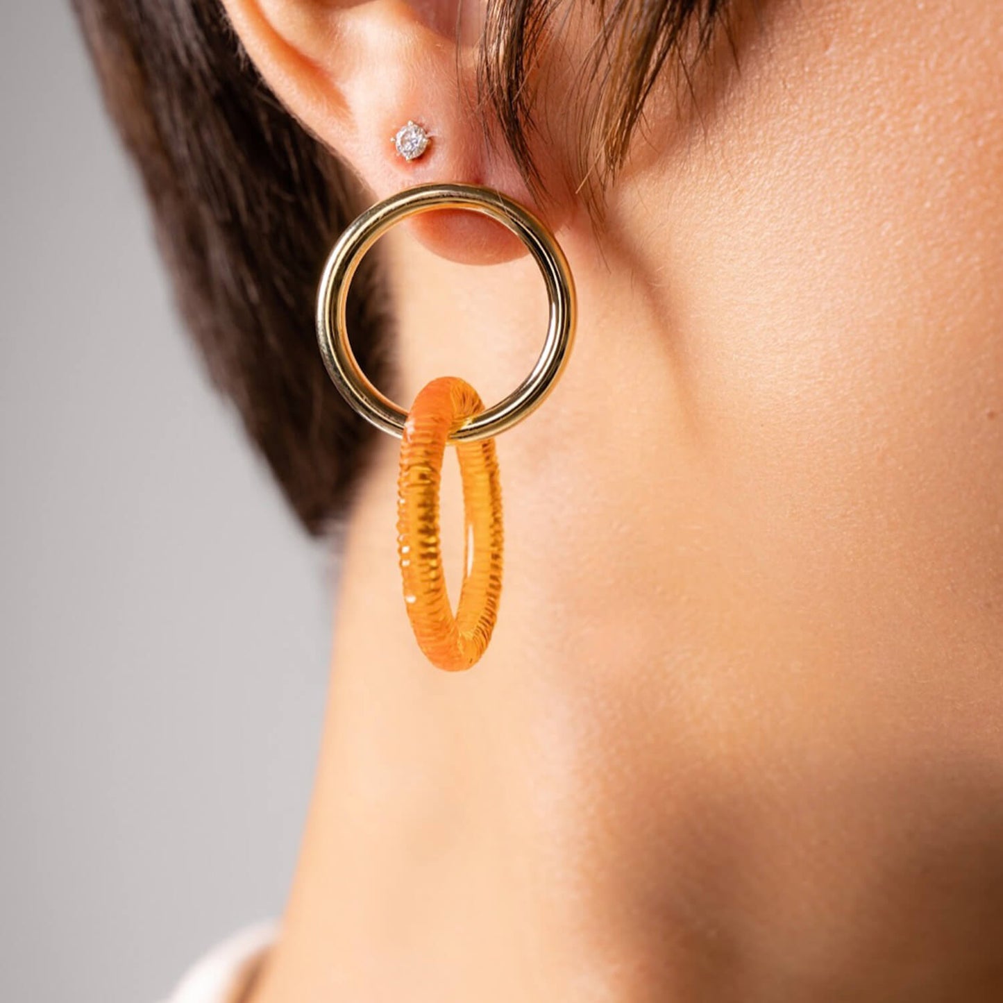 Double Drop Lucite Gold Plated Earrings