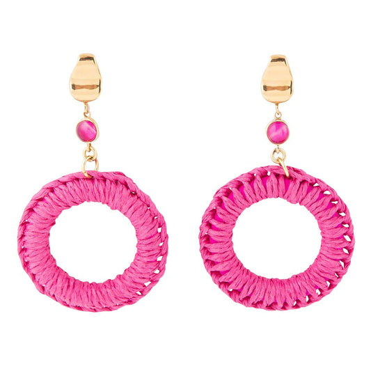Pink Magenta Agate Woven Ring Golden Earrings Dreams