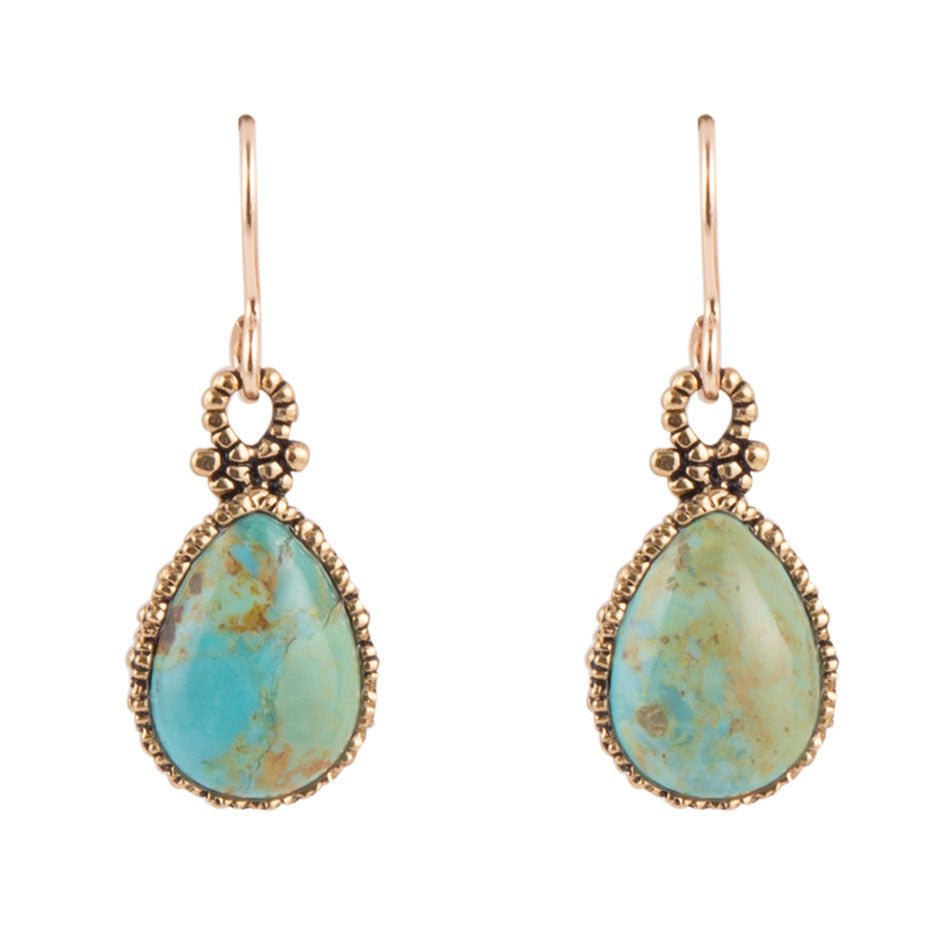 Blue Turquoise and Golden Drop Earrings Dreamy Drop Earrings Barse Jewelry