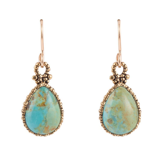 Blue Turquoise and Golden Drop Earrings Dreamy Drop Earrings Barse Jewelry