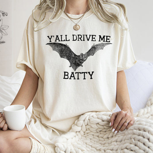 Y'all Drive Me Batty Retro Halloween Comfort Colors Tshirt