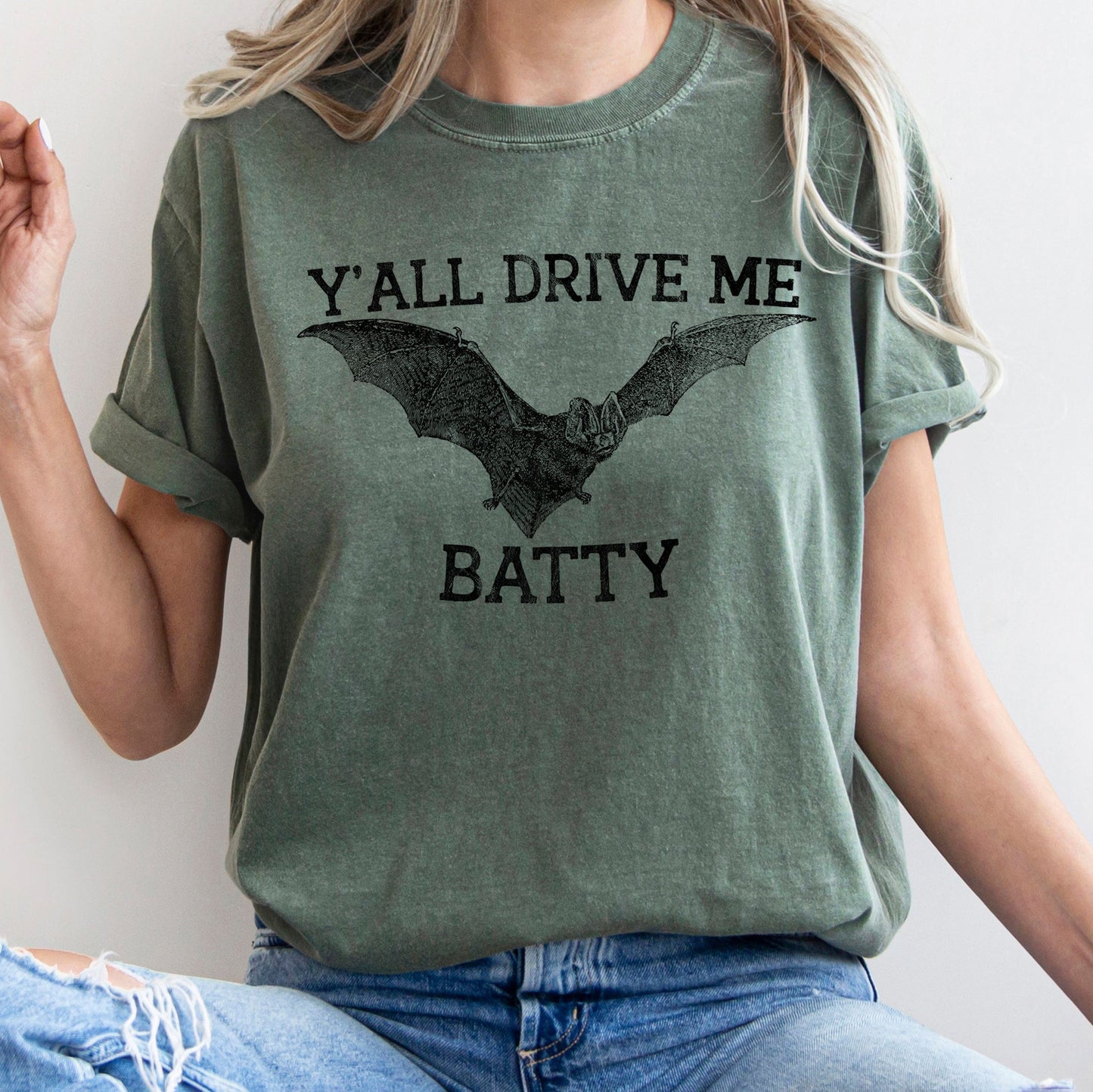 Y'all Drive Me Batty Retro Halloween Comfort Colors Tshirt