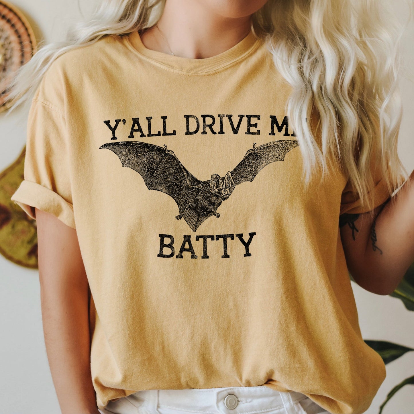 Y'all Drive Me Batty Retro Halloween Comfort Colors Tshirt