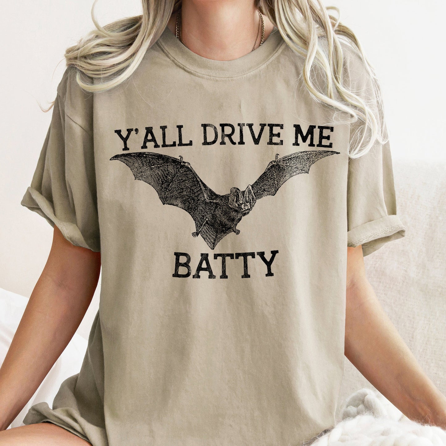 Y'all Drive Me Batty Retro Halloween Comfort Colors Tshirt