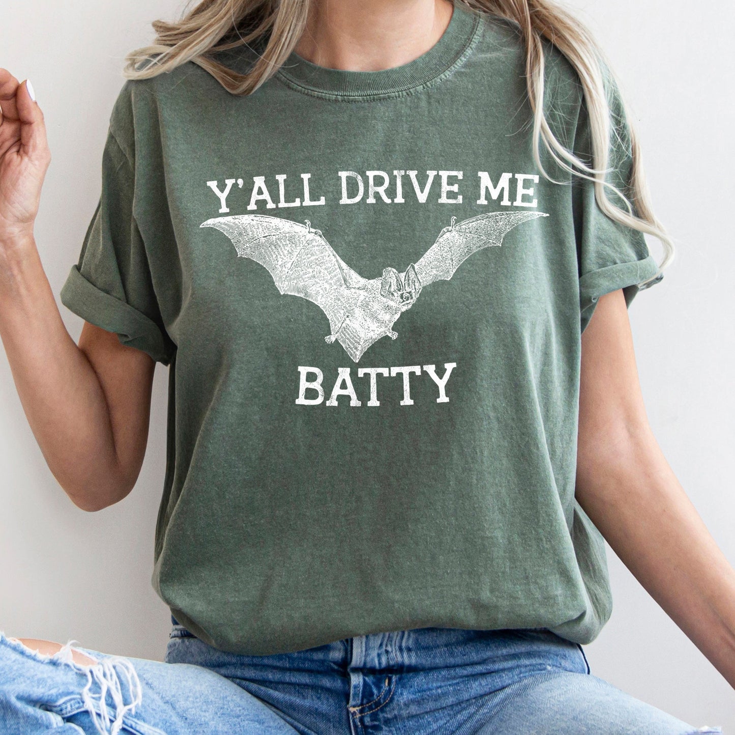 Y'all Drive Me Batty Retro Halloween Comfort Colors Tshirt
