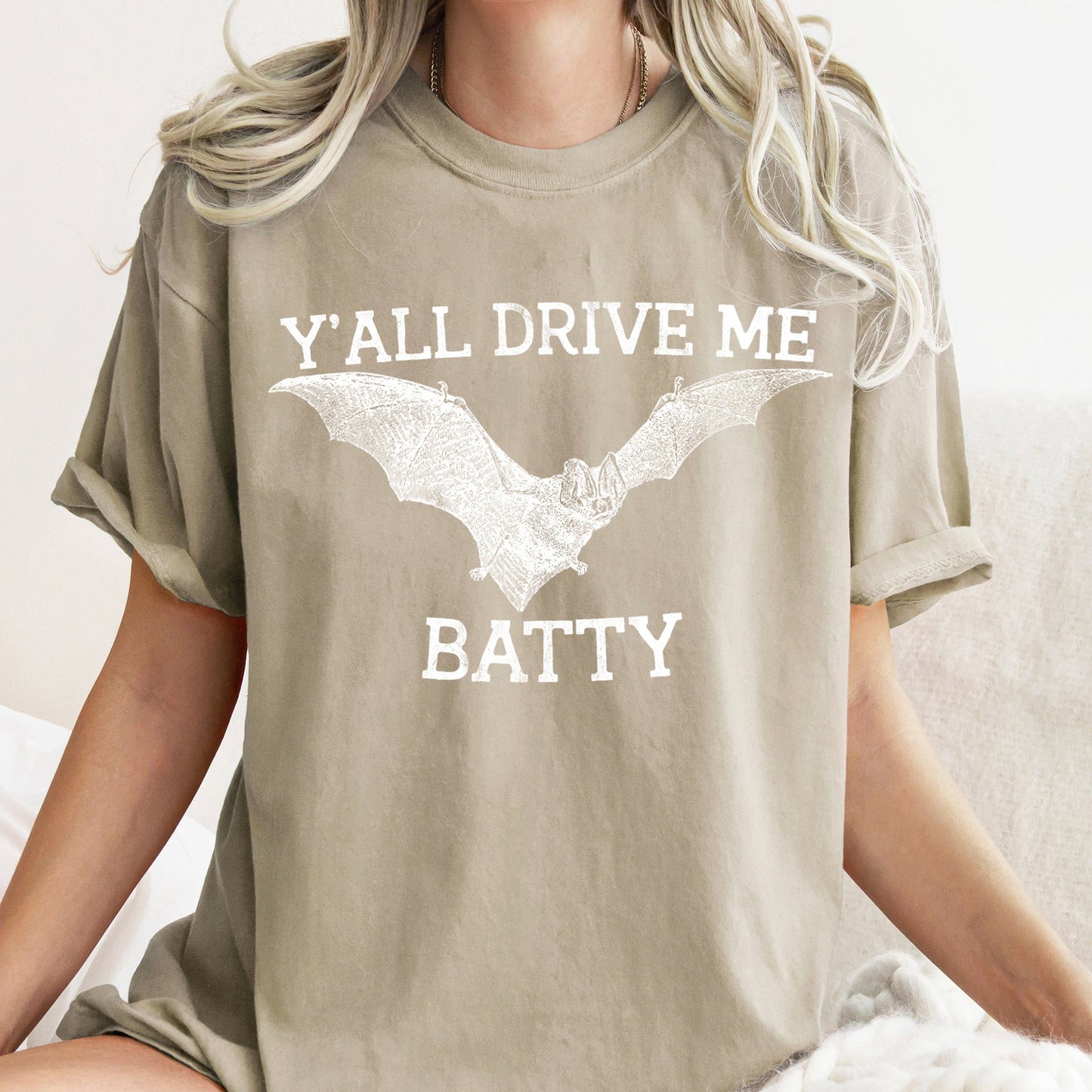 Y'all Drive Me Batty Retro Halloween Comfort Colors Tshirt