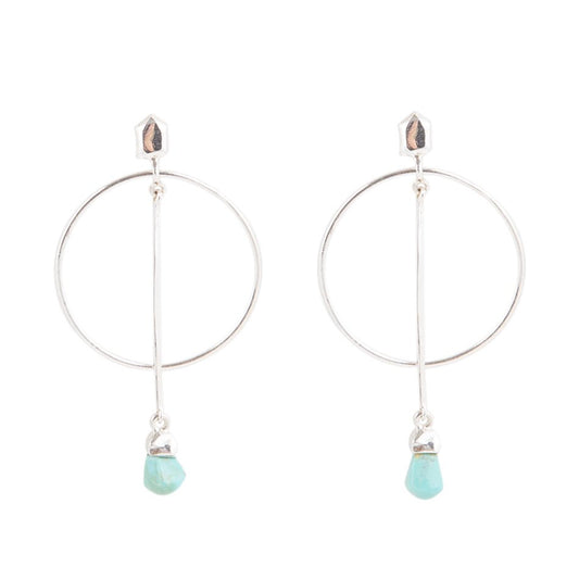 Sterling Silver and Blue Turquoise Drop a Line Earrings