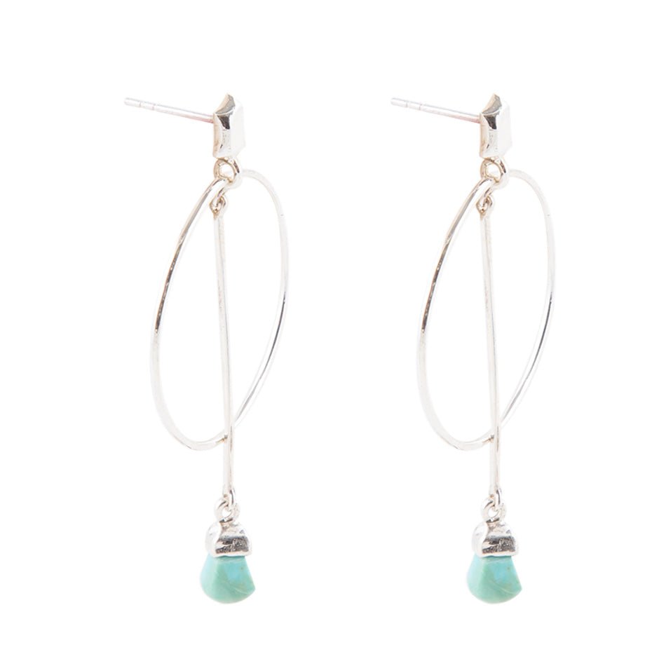 Sterling Silver and Blue Turquoise Drop a Line Earrings