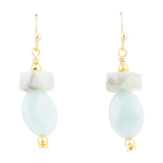 Amazonite Blue Drop Earrings Gold-Plated Brass Drops of Blue