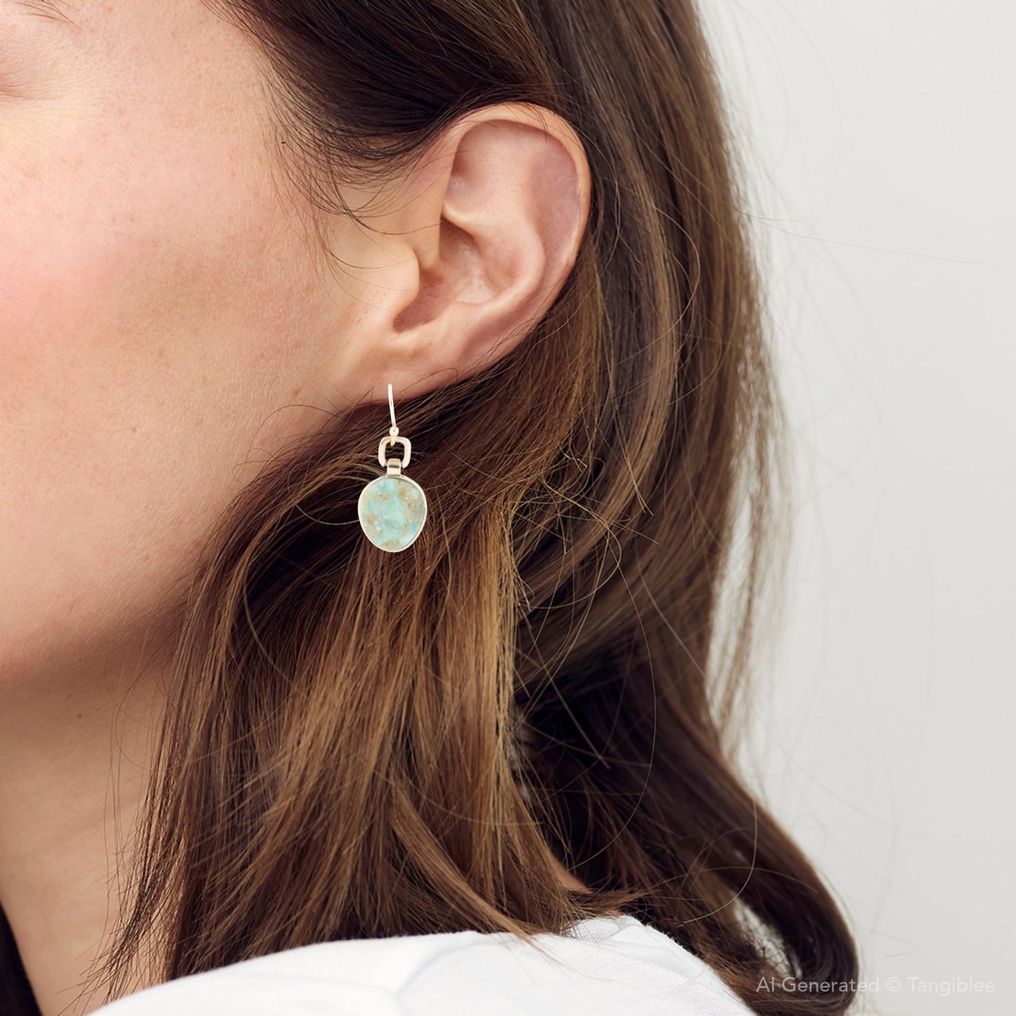 Blue Turquoise Golden Bronze Drop Earrings Drops of Blue