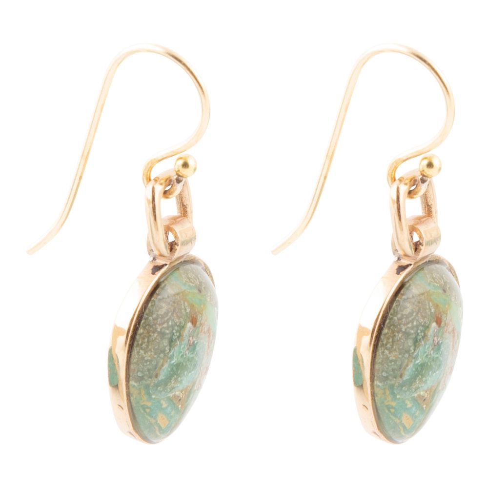 Blue Turquoise Golden Bronze Drop Earrings Drops of Blue