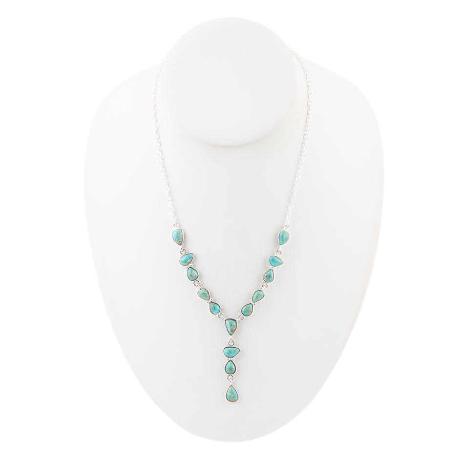 Blue Turquoise Sterling Silver Y-Necklace Durango