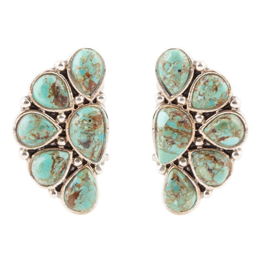 Durango Blue Turquoise Sterling Silver Clip Earrings