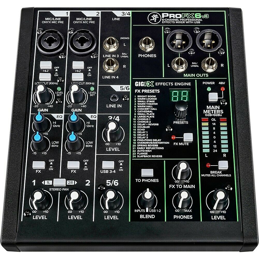 Mackie ProFX6v3 6-channel Mixer with USB and Effects