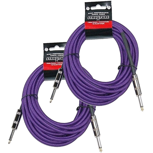Strukture Purple Woven Instrument Guitar Cable Cord 18.5 FT 2 Pack