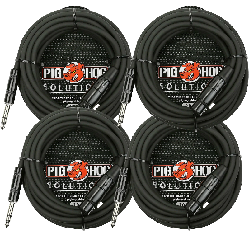 Pig Hog 20Ft TRS(M)-XLR(F) Balanced Cable 4 Pack PX-TMXF20 Solutions