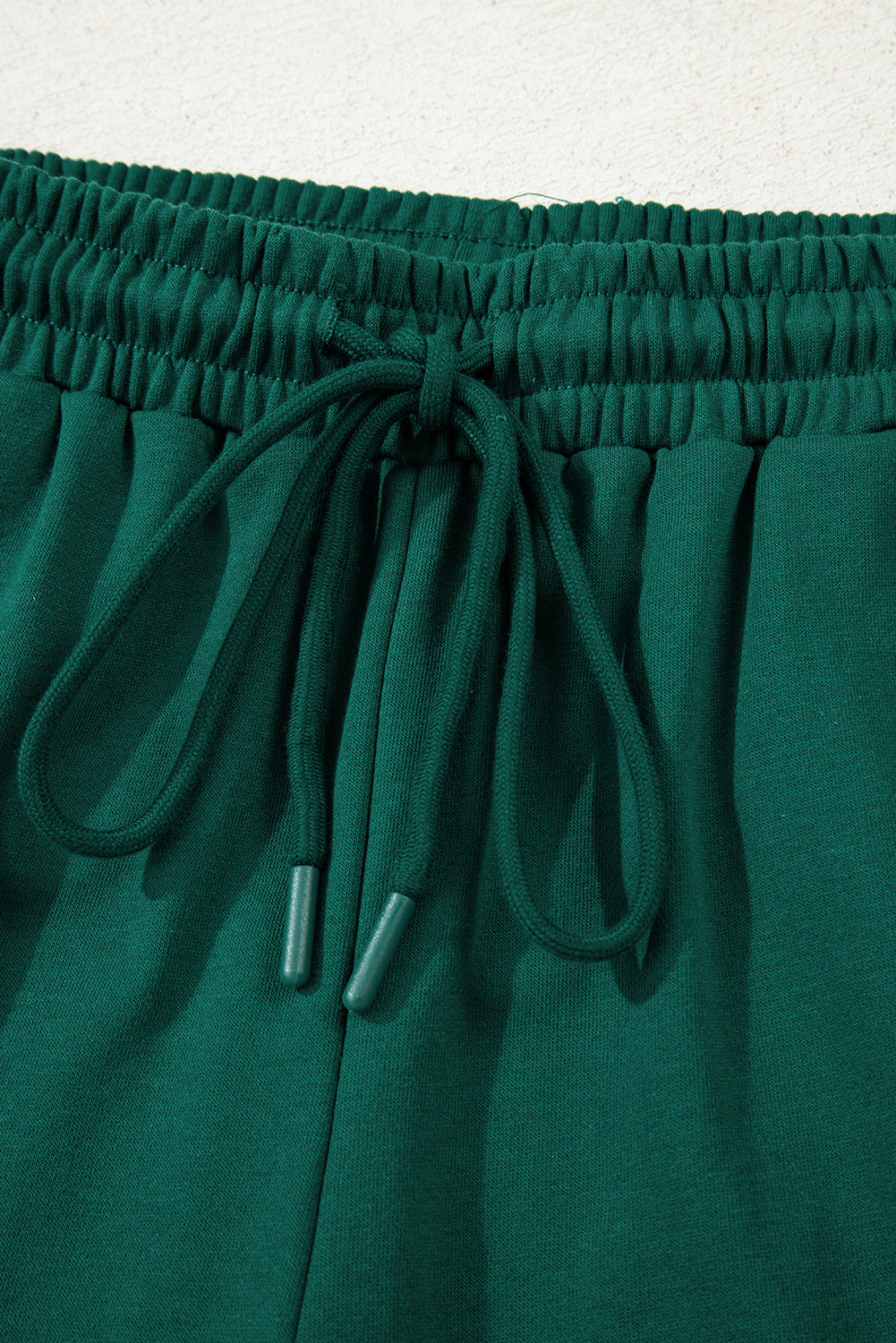 Varsity Striped Sleeve Drop Shoulder Sweatshirt and Shorts Set Evergreen