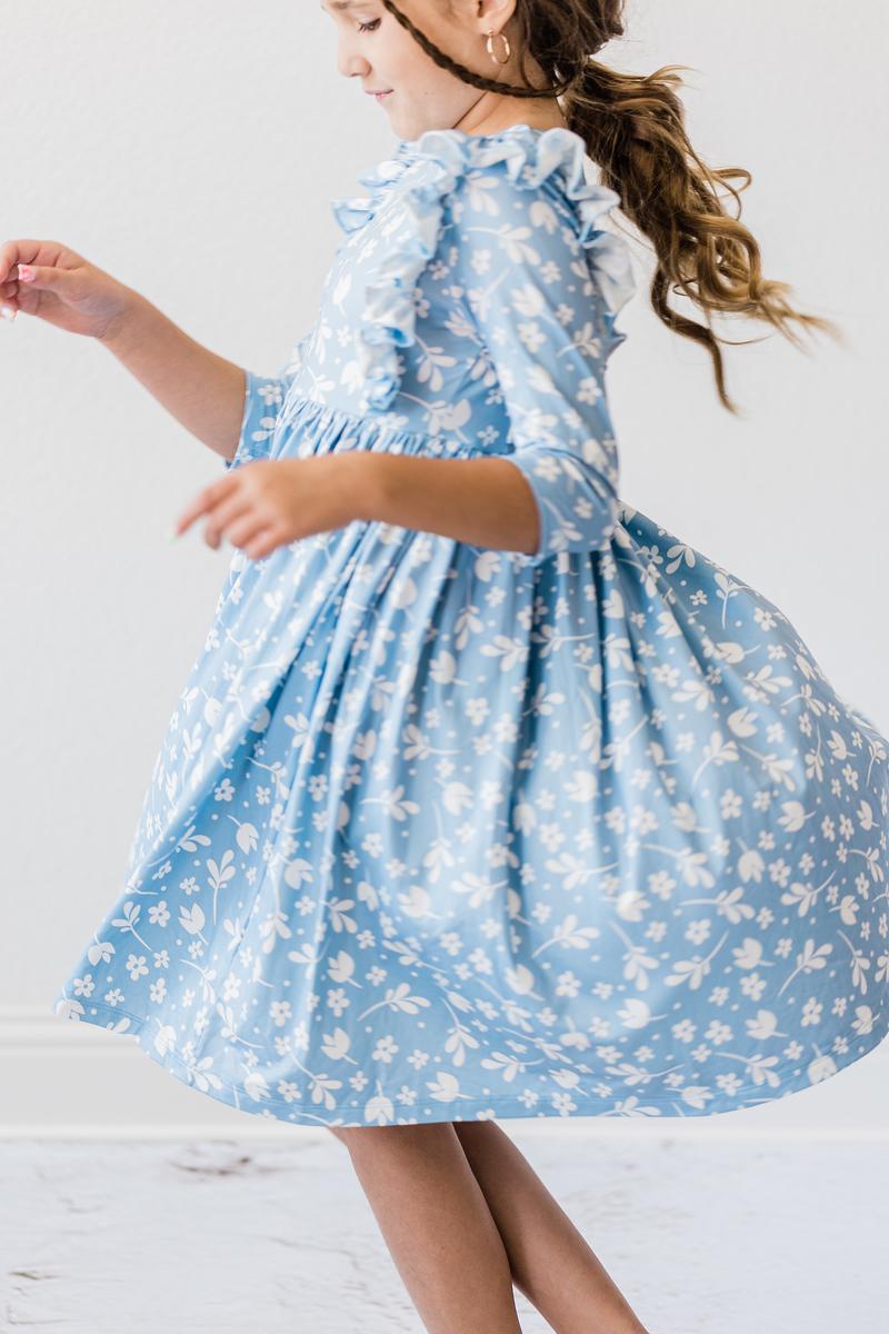 Bluebell 3/4 Sleeve Ruffle Twirl Dress Mila & Rose