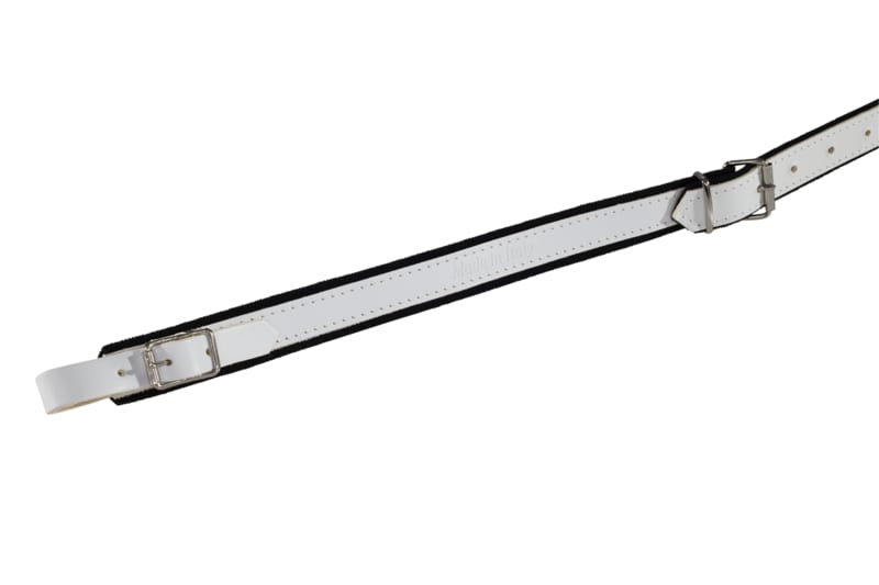 Hohner ACC17 Extra-Large Leather Accordion Strap with Back Strap - White on Black-NEW