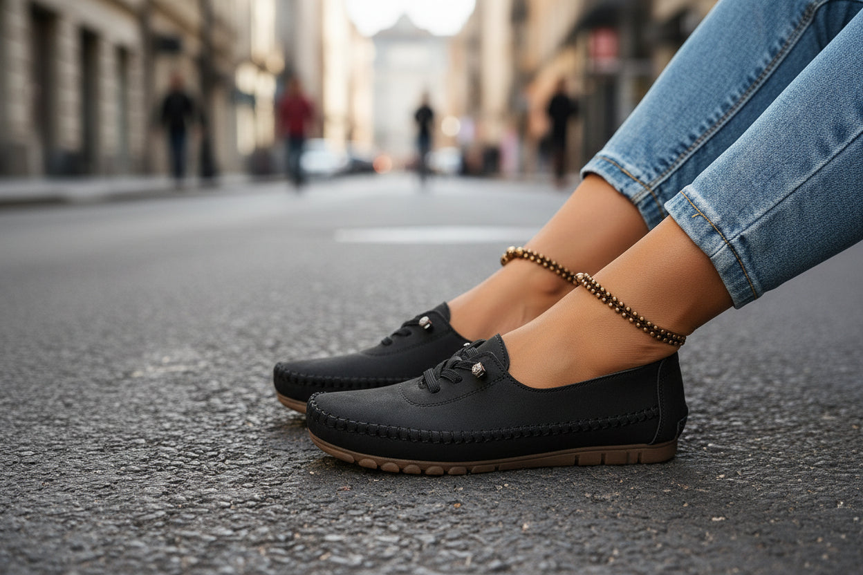 Comfortable Soft Large Size Women's Shoes Flat Heel PU Upper