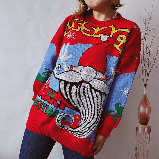 Christmas Round Neck Sweater Women's Fashion Polyester Fiber