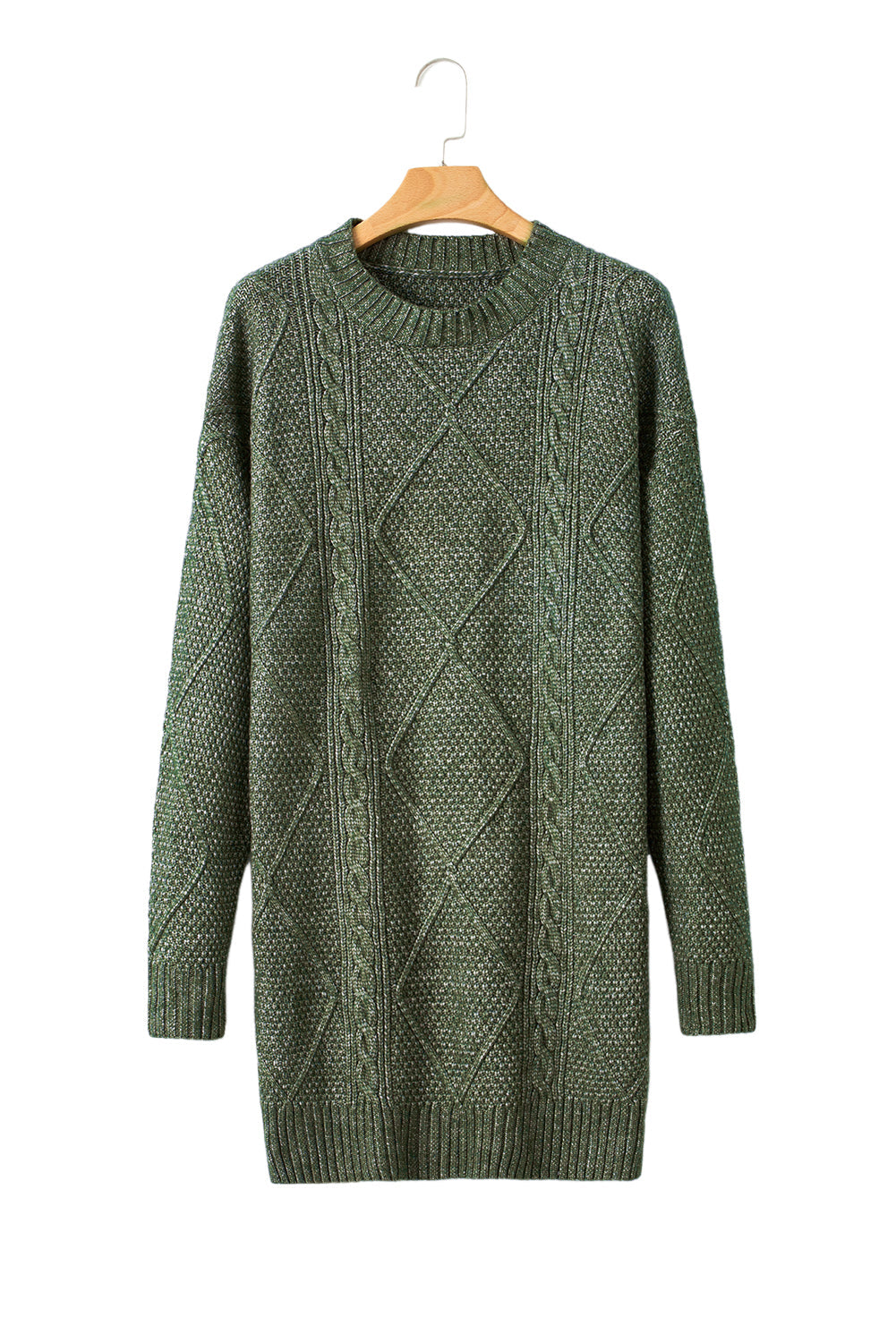 Parchment Twist Cable Knit Loose Fit Sweater Dress