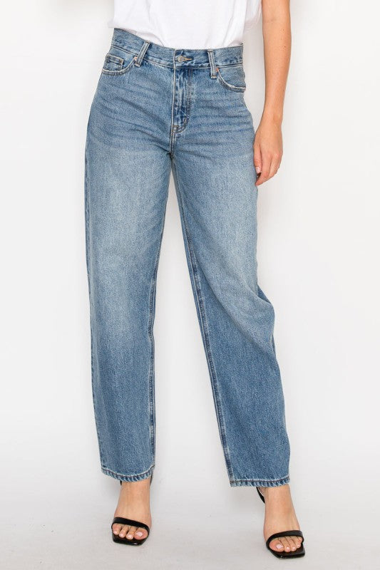 Unisex Tapered Baggy Jeans Mid Rise Relaxed Fit DAT1001BGM