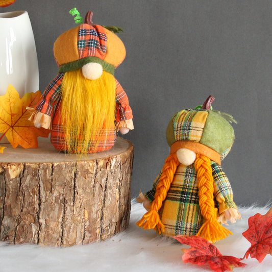 Autumn Color Pumpkin Hat Faceless Doll Harvest Festival Decoration