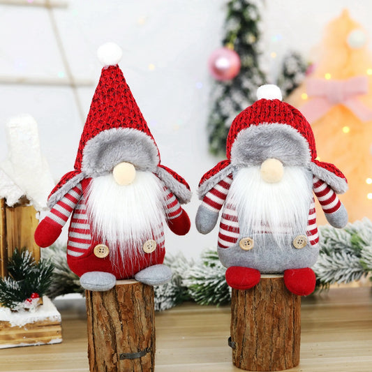 Christmas Decorations Grey and Red Santa Claus Ornaments