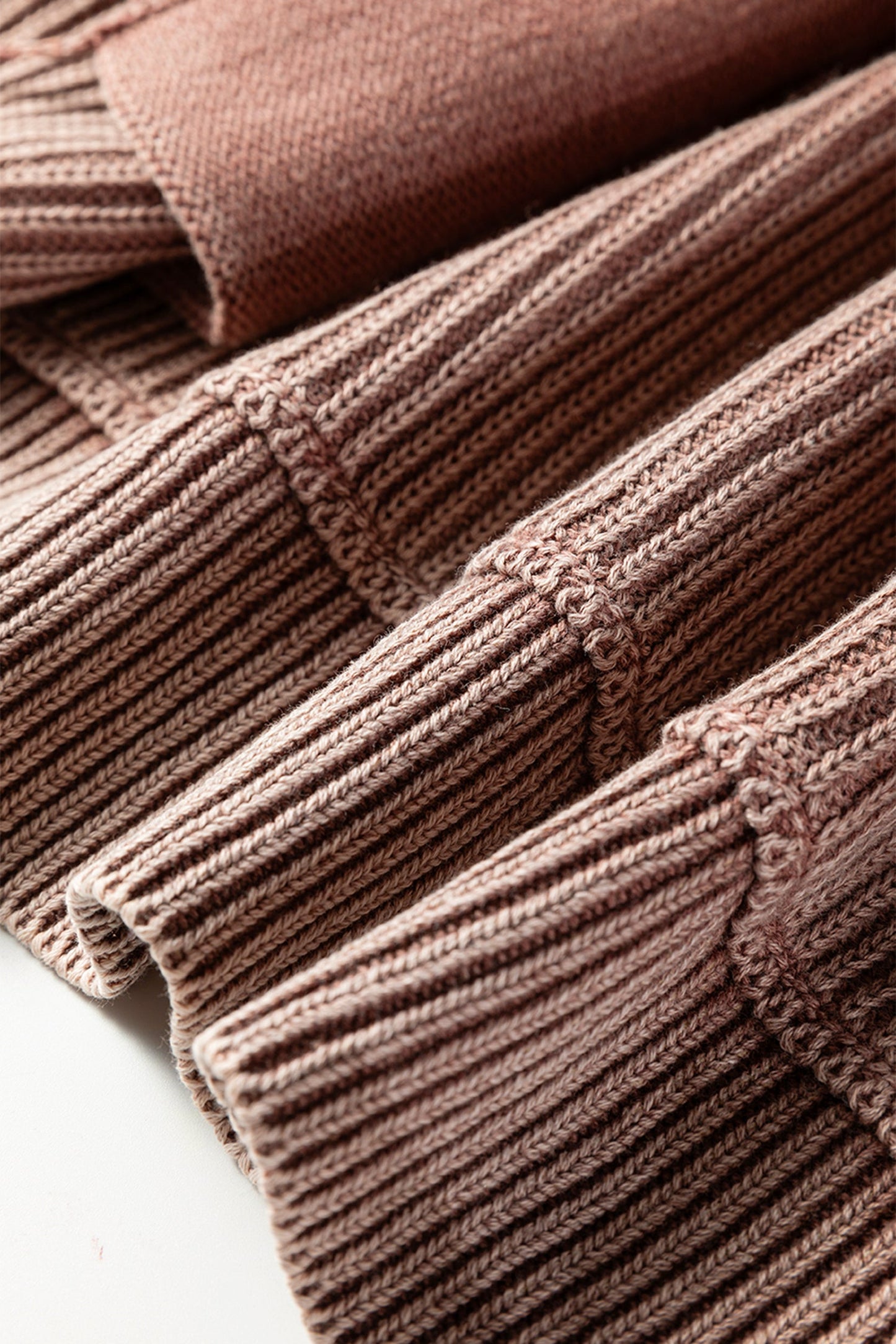 Chestnut Mineral Wash Knit Open Sweater Cardigan