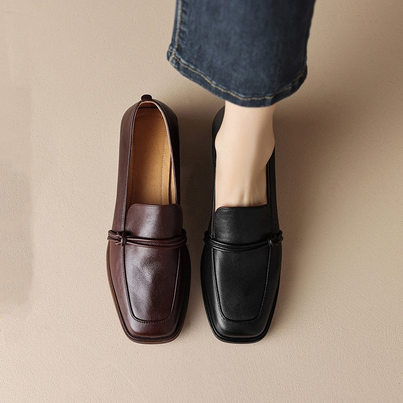 Retro Minimalist Mid-Heel Leather Women’s Shoes