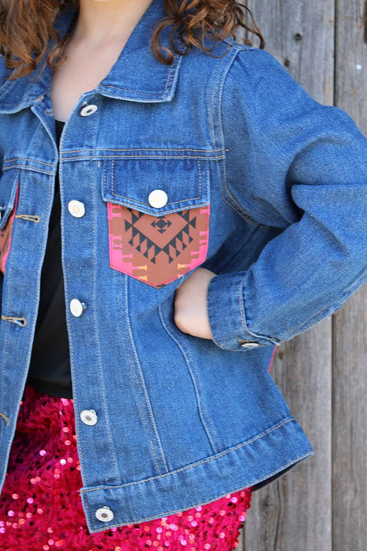 Denim Jacket Aztec Pocket Jacket Country Chic Baby Co