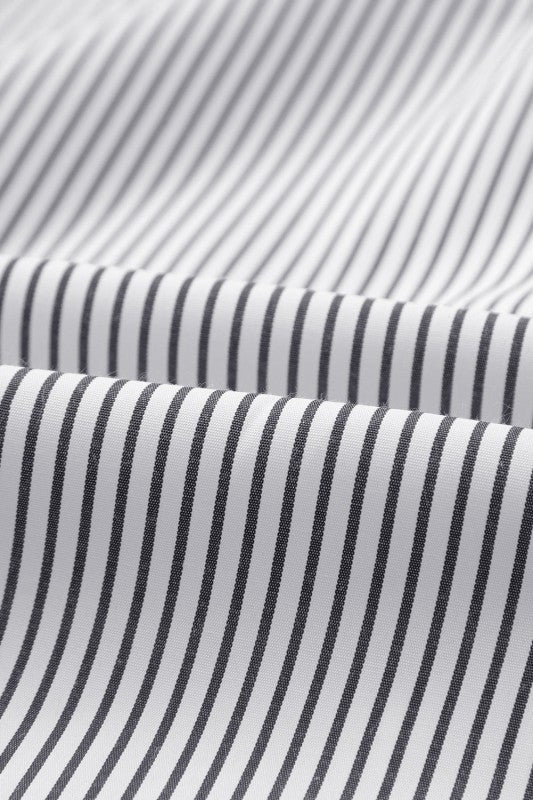 Stripe Smocked Long Sleeve Button-Up Shirt